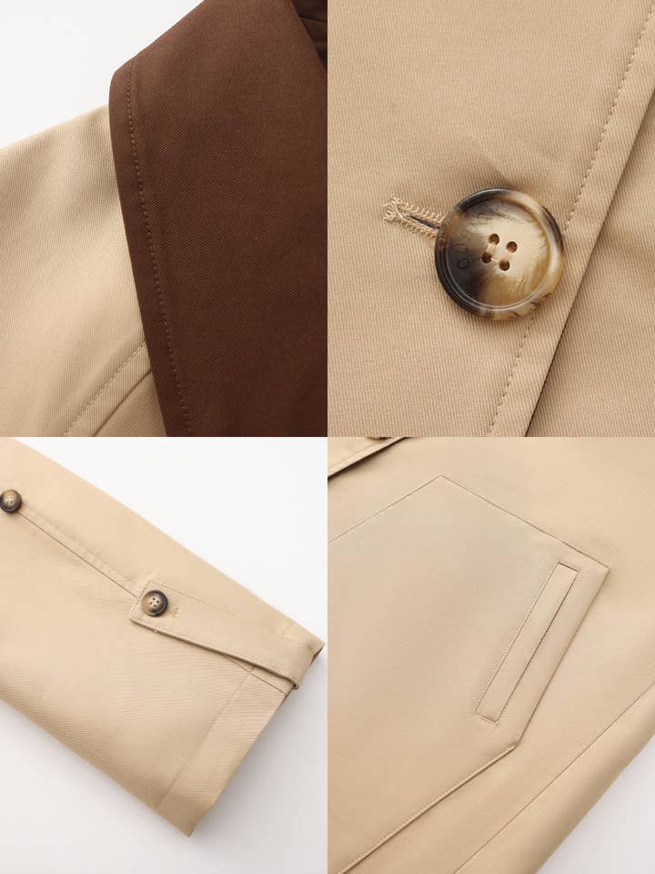 CUBIC - Wholesale Trench Coat - Women's - Color-Blocked Collar Long Trench Coat3