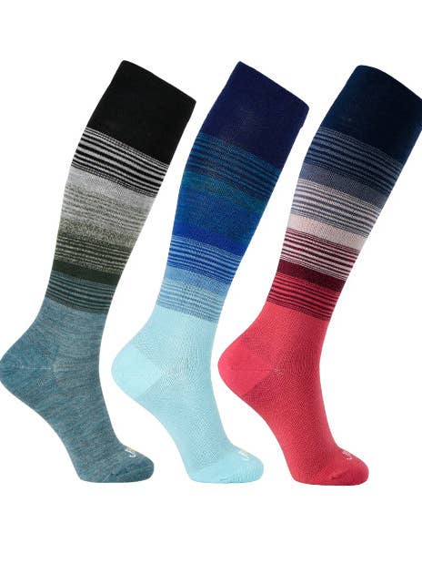Chaussettes de compression quotidiennes en laine mérinos riche à 74 % (15-20 mmHg) - Ombré - Lot de 3 (Copie) pour la vente par Ja-vie