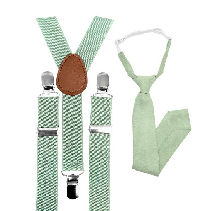 Harrison Sage Green Boy’s Tie and Eucalyptus Braces Set for wholesale by Dickie Bow