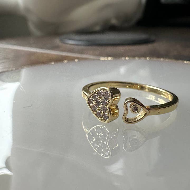 Gemscape UK – wholesale Multi-stone ring – Twin Heart Open Ring - Gold7