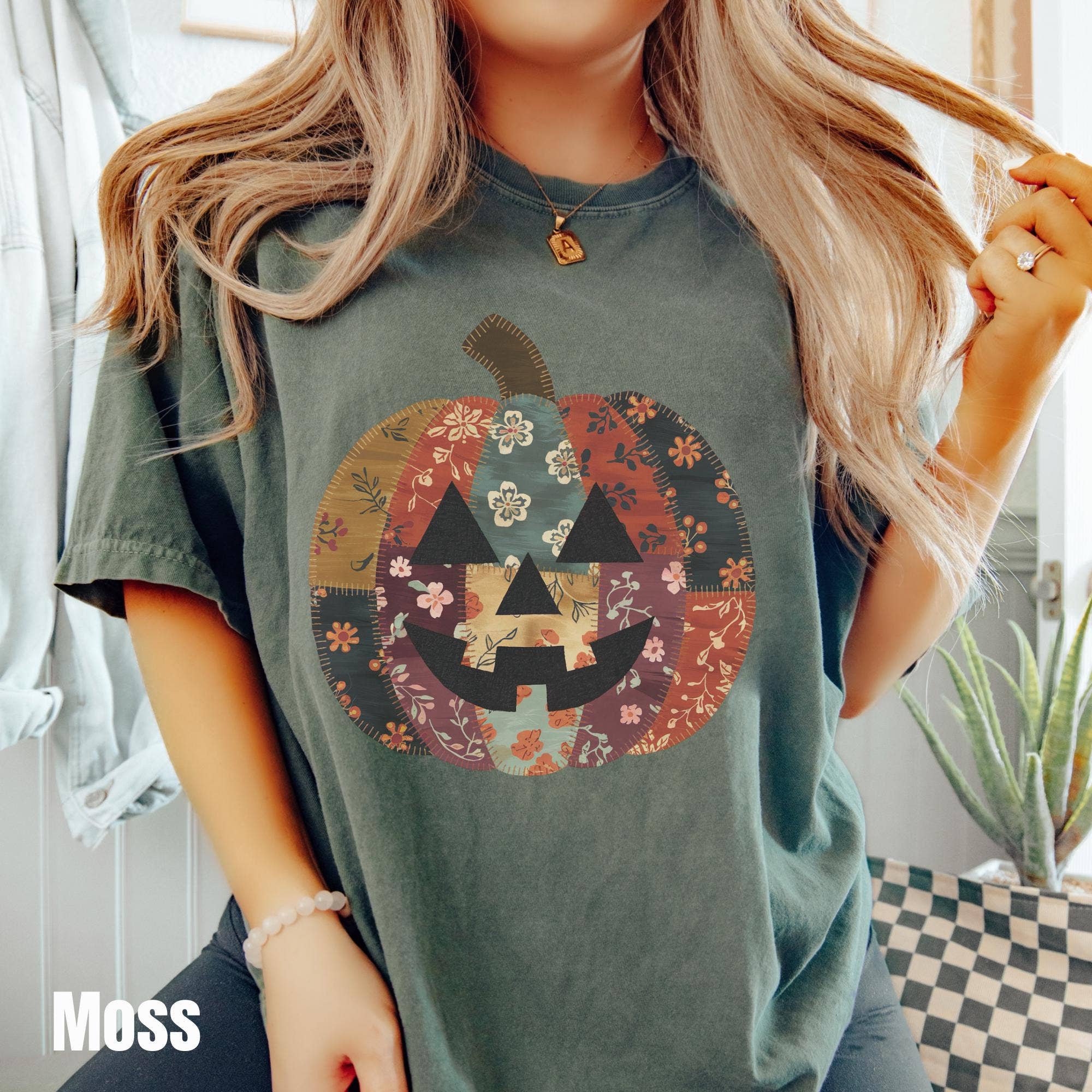 NVC Ecommerce LLC - Wholesale T-Shirt (Graphic) - Women's - Patchwork Pumpkin Shirt, Boho Fall, Halloween Sweatshirt3