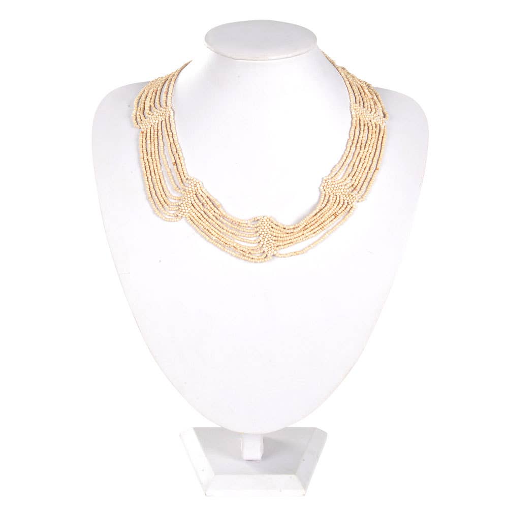 Benjamin International - Wholesale Beaded/Pearl Necklace - Bd Swag Necklace Natural 18"0