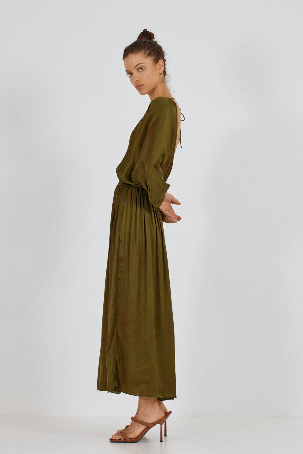 CELONI DRESS -GREEN OLIVE for wholesale on Faire3