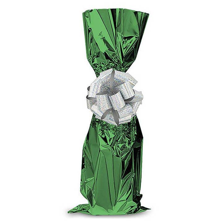 Bolsa de regalo de vino metálica verde 1 botella #43 -8250 - Pack de 50 para venta al por mayor de IWA Wine Accessories