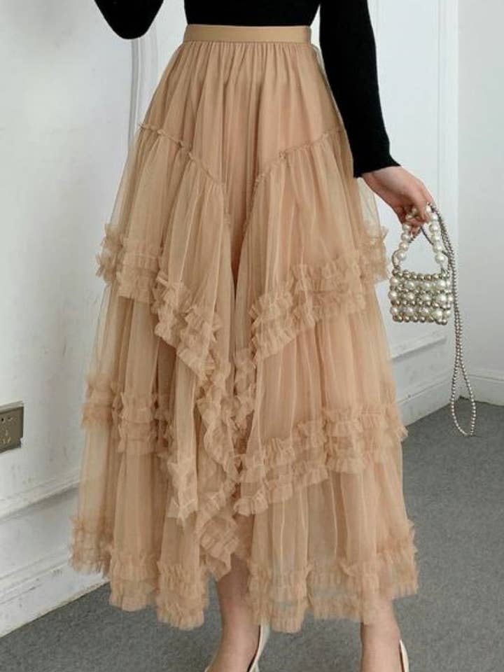 Maxi gonna a strati con volant per la vendita all'ingrosso da parte di safistyle