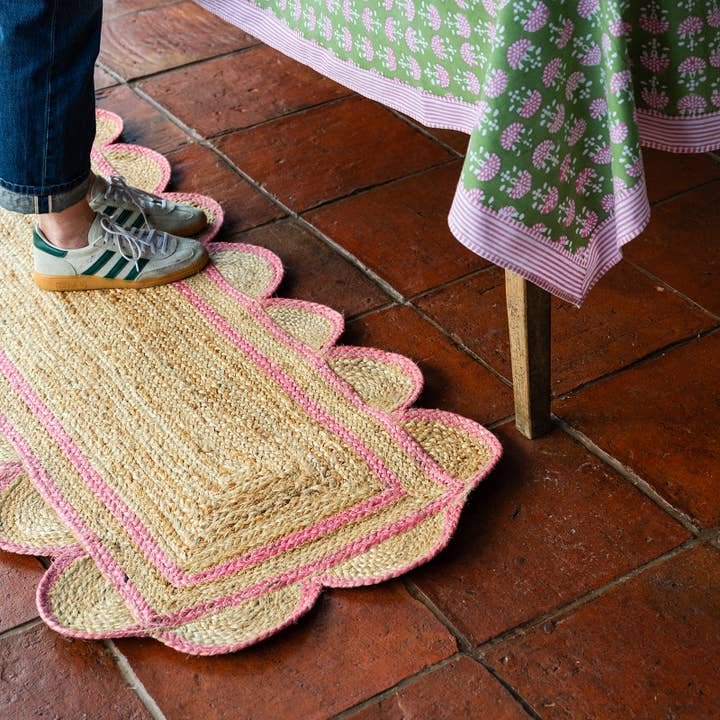 ROSE Scalloped Hand Woven Jute Runner for wholesale by Constance & Denny