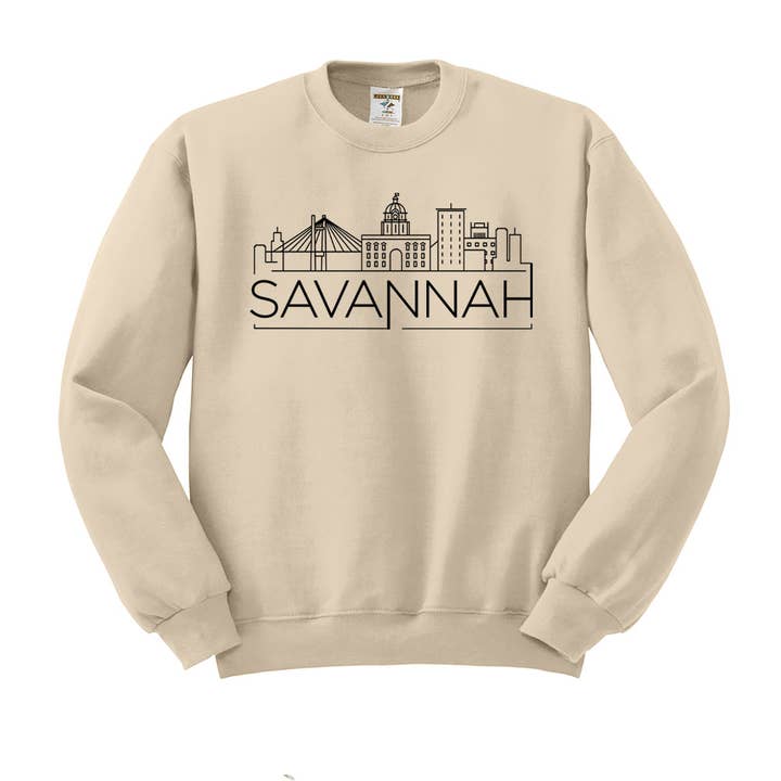 Lucky Luna Apparel - Wholesale Graphic Sweatshirt - Women's - Skyline Savannah Georgia Crewneck Sweatshirt