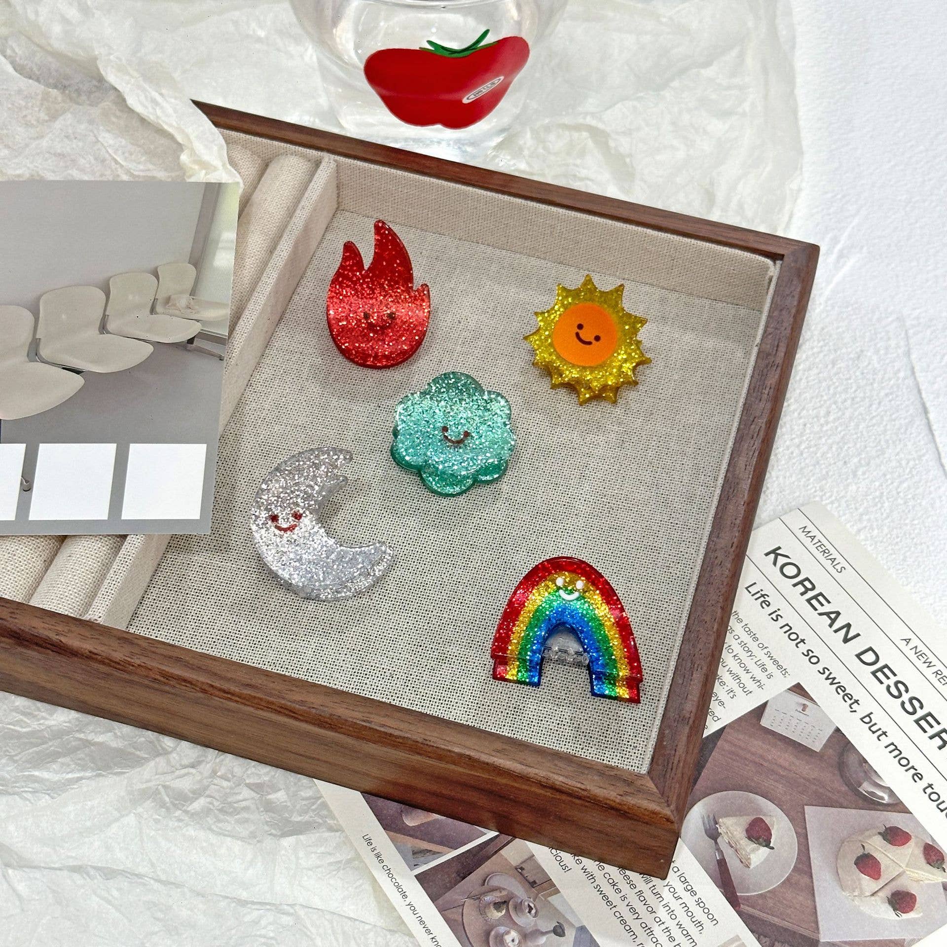 SoapElenGlen – Clips para cabelo - Mulher por atacado – Série de Pequenos Ganchos de Cabelo Nuvem Sol Céu Divertida7