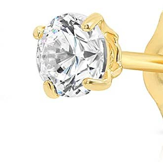 14k Yellow Gold Simulated Birthstone Stud Earring with Pushback (3mm) for wholesale by Paris Jewelry