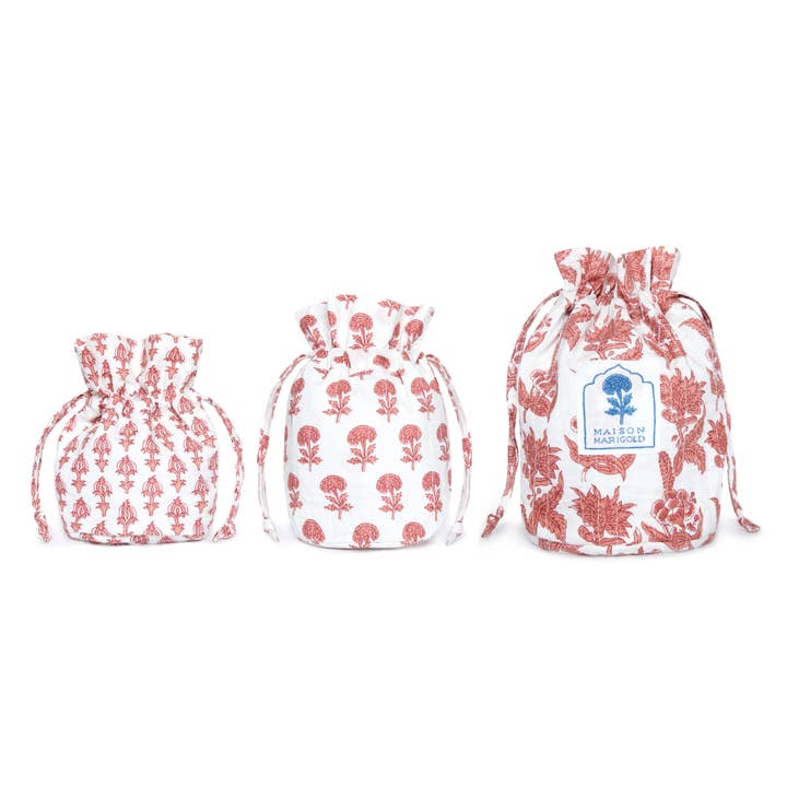 Maison Marigold - Wholesale Drawstring Bag - Women's - St. Barts Pink Travel Bags, Set of 31
