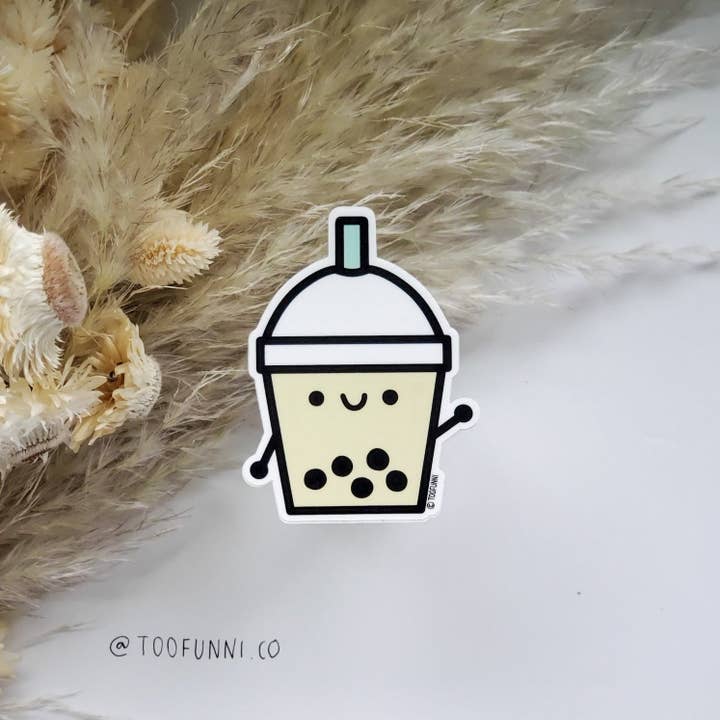 BUBBLE TEA BLUE - adesivo de vinil por atacado de Toofunni