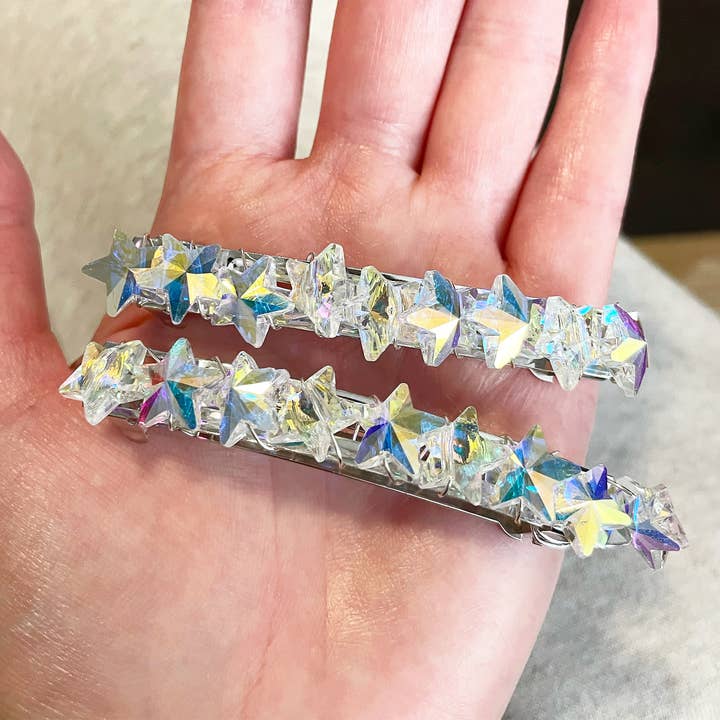 Iridescent Crystal Star Barrette for wholesale by Hettie Hair Accessories