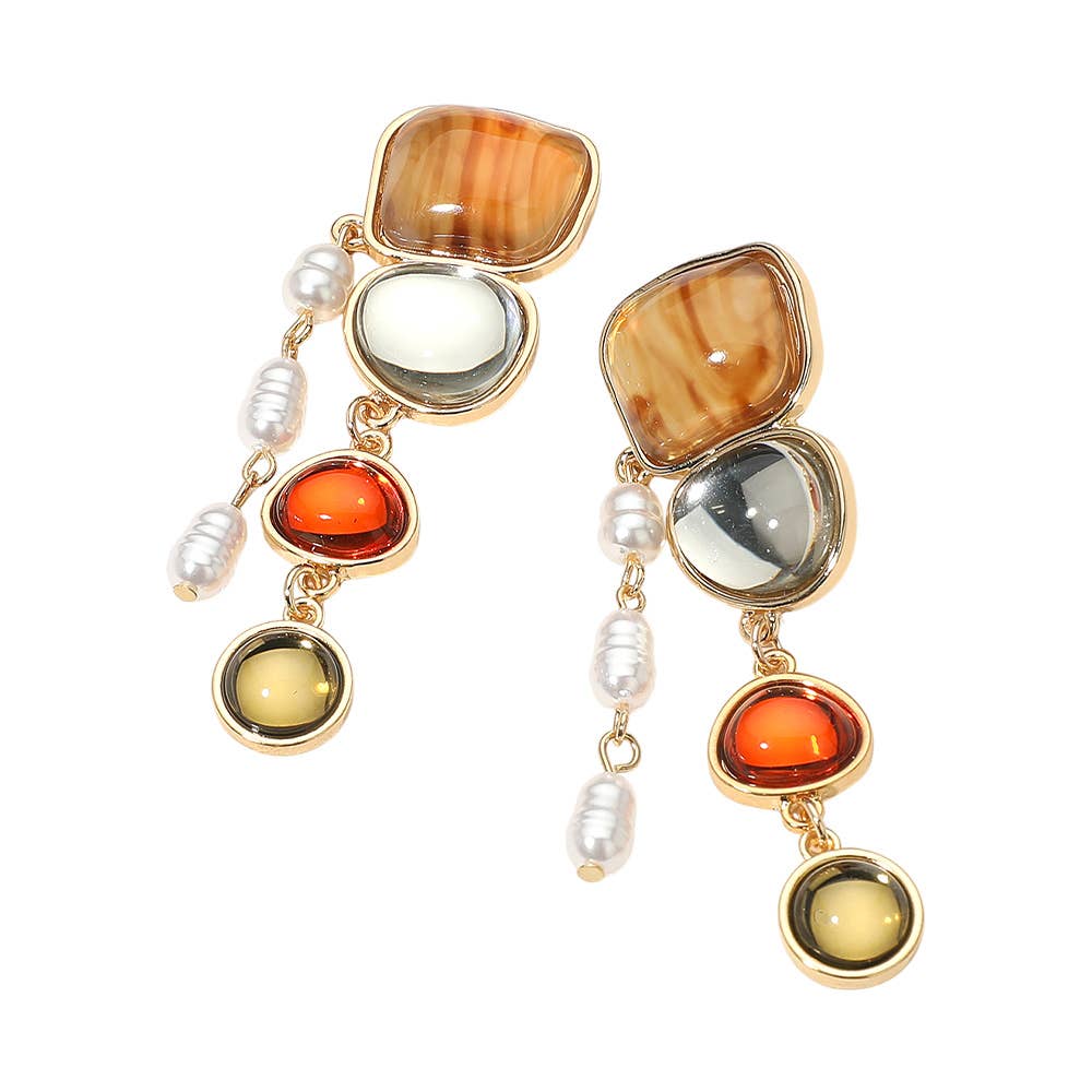 Sensibling Corp. - Venta al por mayor Pendientes colgantes - Pendientes colgantes de perlas de piedra colorida de diseño artístico1