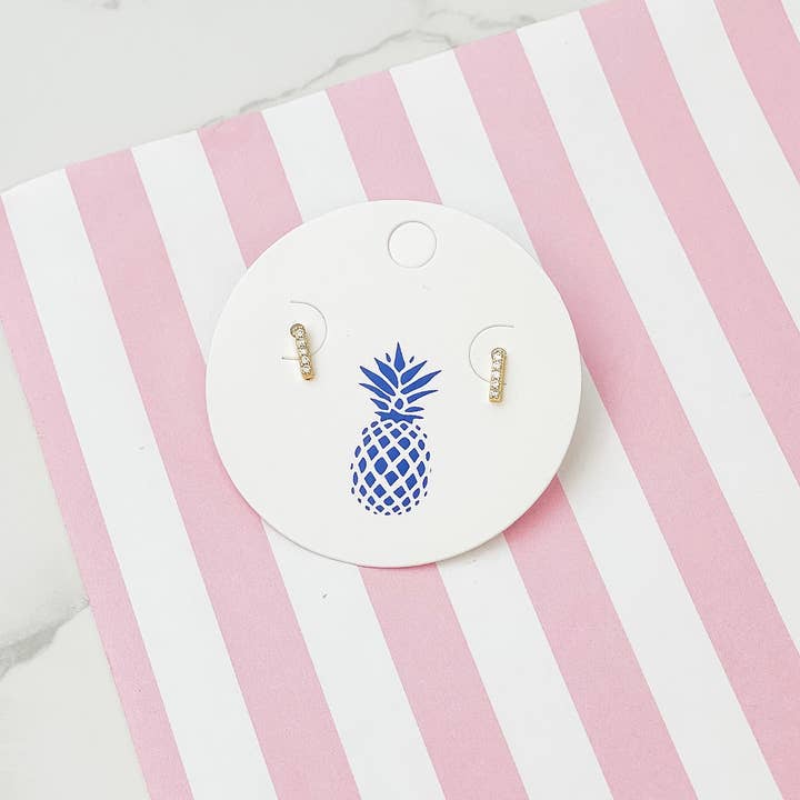 Prep Obsessed Wholesale - Wholesale Stud/Post Earrings - Cubic Zirconia Initial Stud Earrings- Gold5