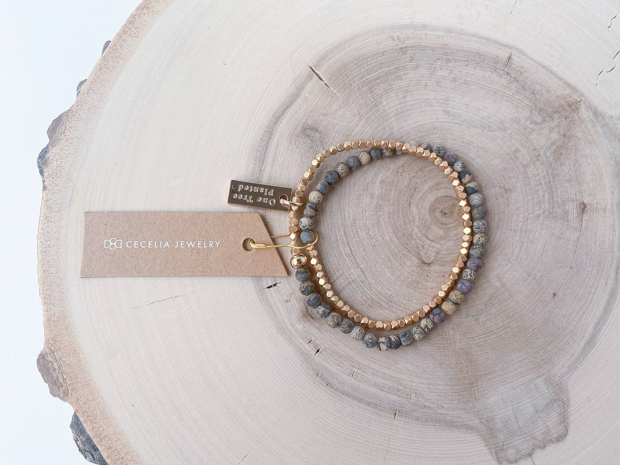 Cecelia Designs Jewelry - Wholesale Beaded Bracelet - Gemstone Wrap Bracelet with Faceted Gold Beads 5