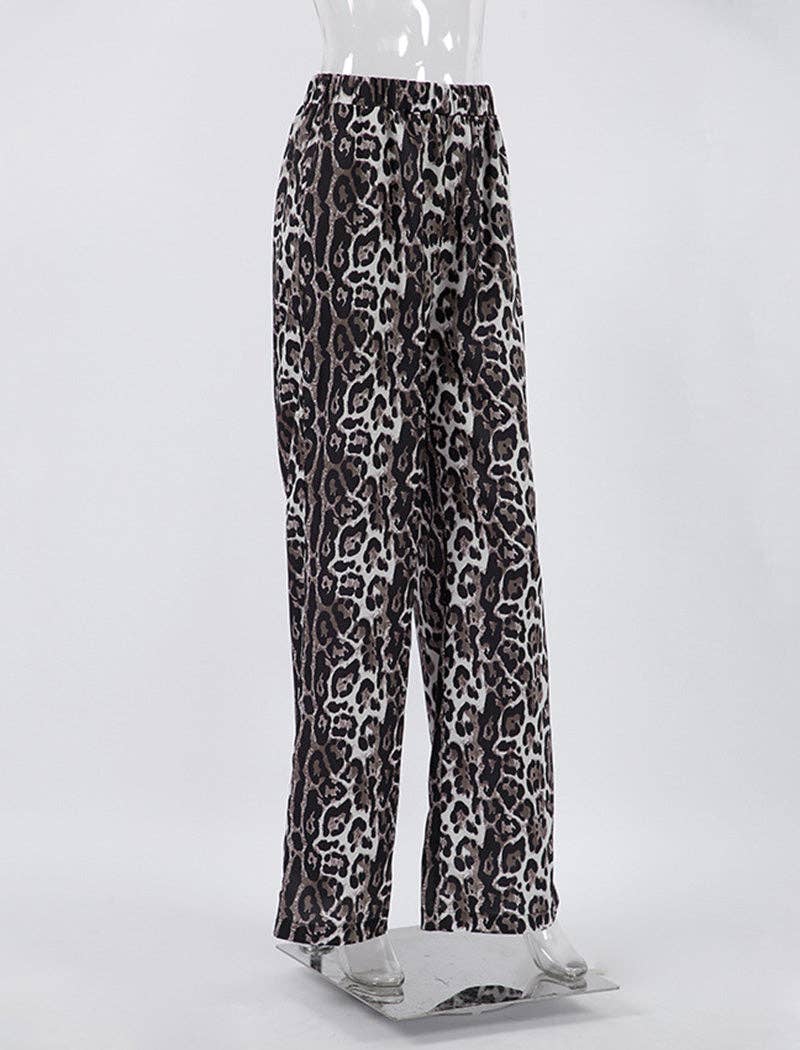 LEOPARD Wide-Leg Satin Animal Print Pants for wholesale on Faire1