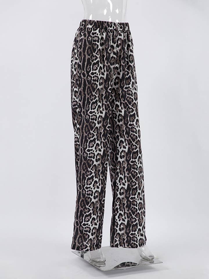 LEOPARD Wide-Leg Satin Animal Print Pants for wholesale on Faire1