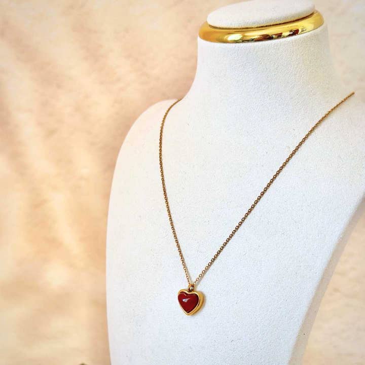 LilAryenne | Jewelry & Suncatchers – Großhandel Kette mit Anhänger/Charm – Karneol-Herzanhänger - Edelstahl-Kristallschmuckgeschenk10