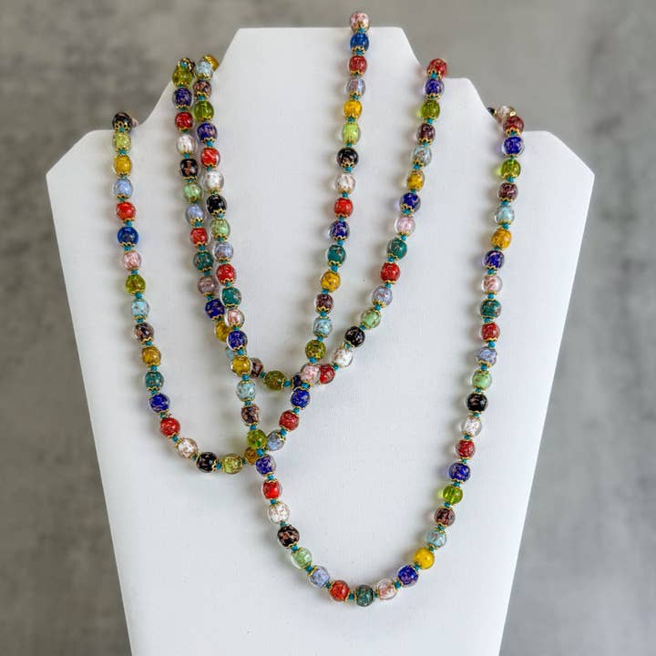 Colar Multicolorido com Contas - Vidro Murano Pequeno com Nós por atacado de Via Graceffo