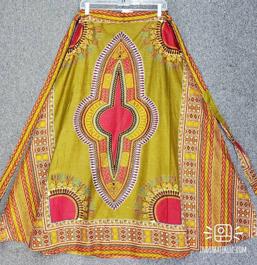 India Batik – Engroshandel Nederdel - Dame – #6006- Kvinder Lang Omslagsskørt- Dashiki Print14