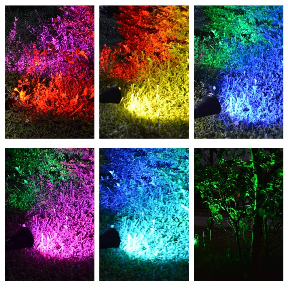 ENER-J – Großhandel Außen-/Gartenleuchten – 2er-Set LED-Solarstrahler 7W mit RGB, 1800 mAh Akku2