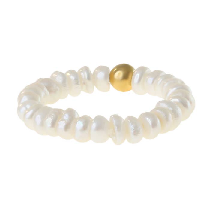 Made By Nami - Wholesale Band/Stacked Ring - Elastic pearl ring made of genuine freshwater pearls6