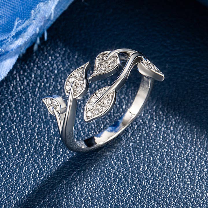 Perimade & Co. LLC - Wholesale Multi-Stone Ring - Olive Tree Leaf Branch Stacking Bypass Ring in Solid Copper3