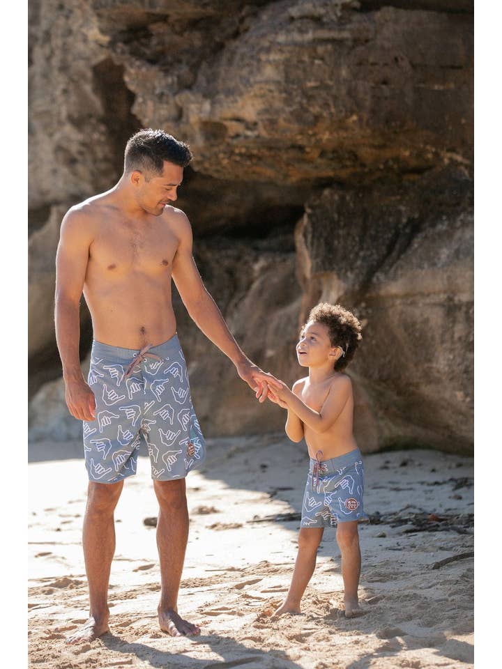 Men's Retro Boardshorts in Slate Gray Shaka for wholesale on Faire1