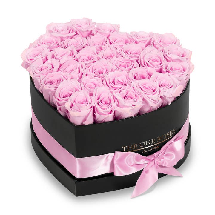 Lilac Roses | Black "Love" Box for wholesale by The One Roses