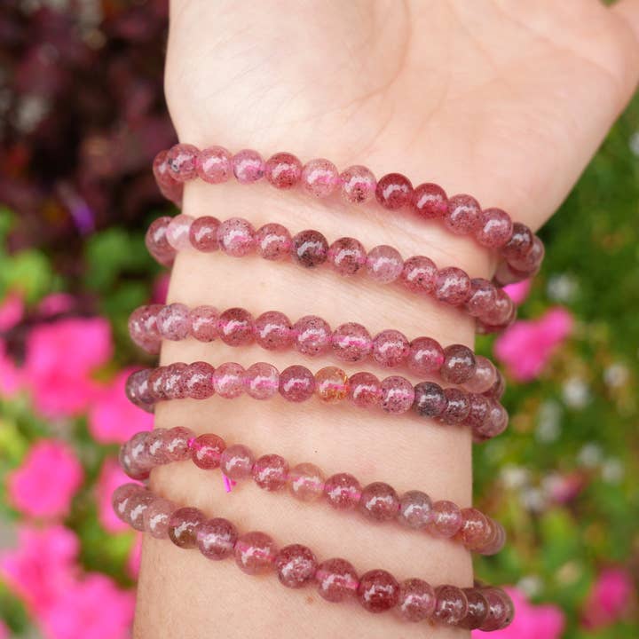 The Healing Sanctuary - Wholesale Beaded Bracelet - Strawberry Quartz Beaded Bracelets 6mm1