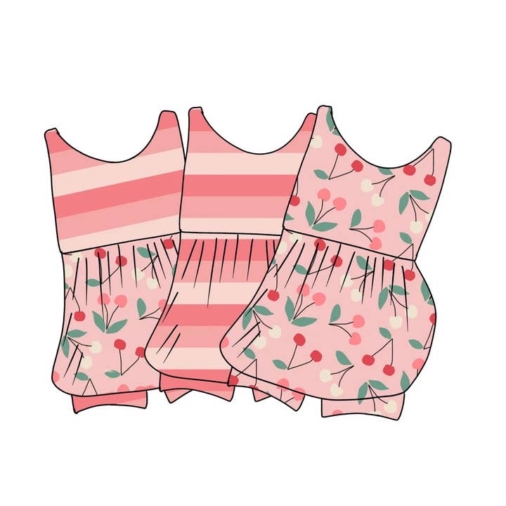 Cherry Sleeveless Bubble Romper Toddler, Rainbow Romper for wholesale by Remi Rae’s LLC
