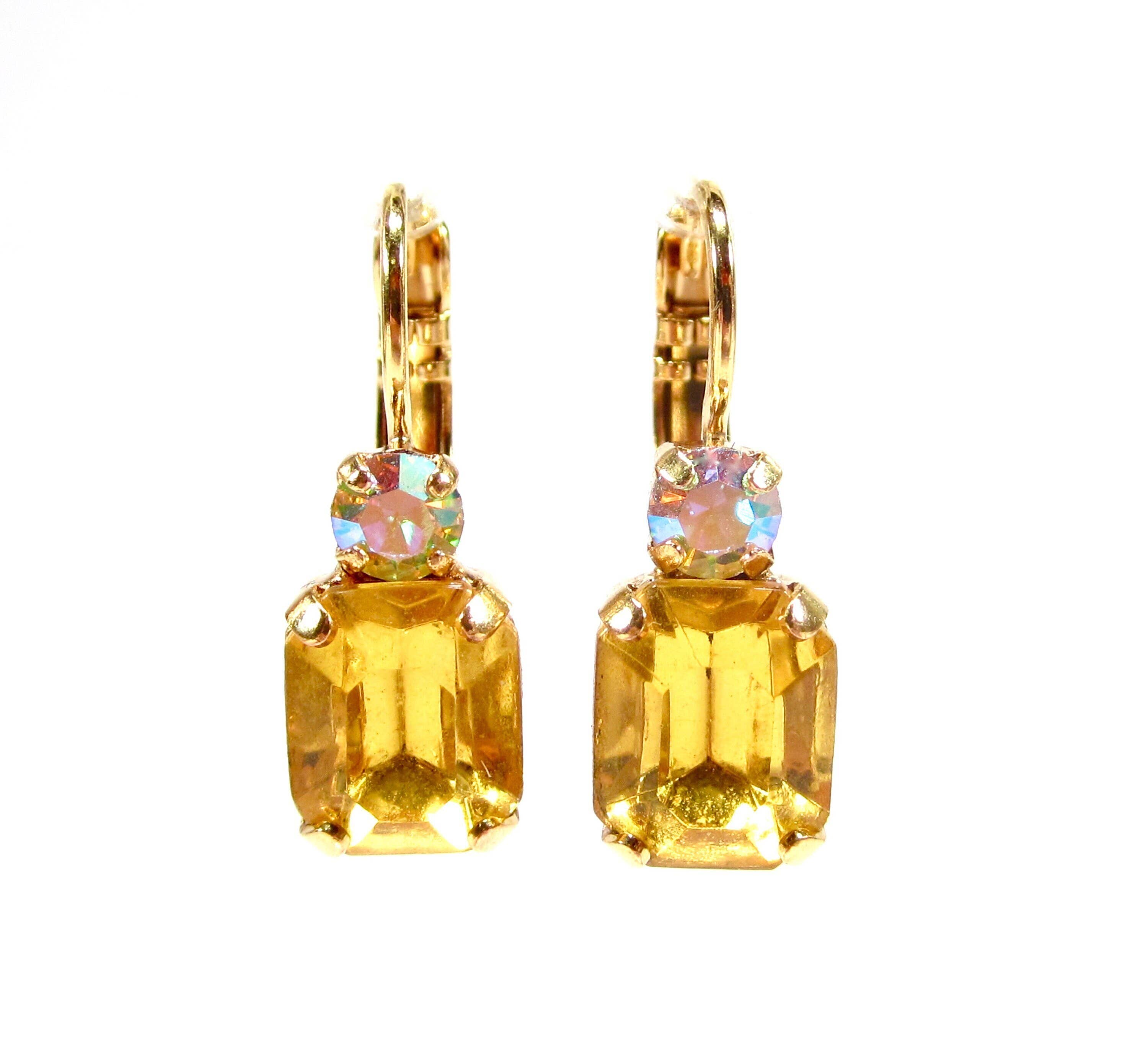 SoHo Schmuckmanufaktur - Wholesale Dangle Earrings - Yellow crystal glass earrings 1960s