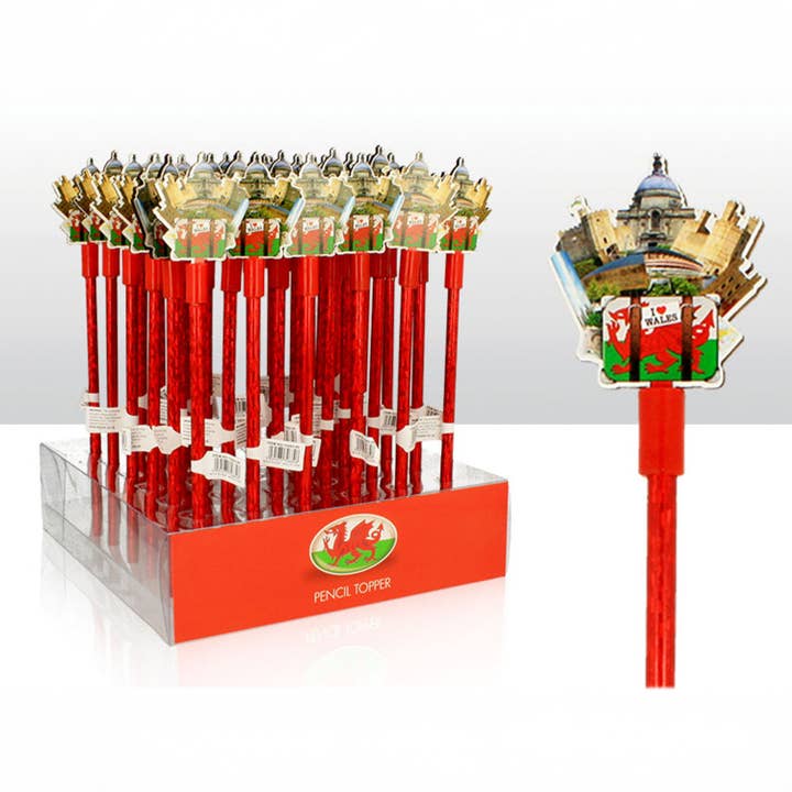 MANAV – wholesale Pencil topper – Child – Wales Icons Suitcase Wood Pencil Topper