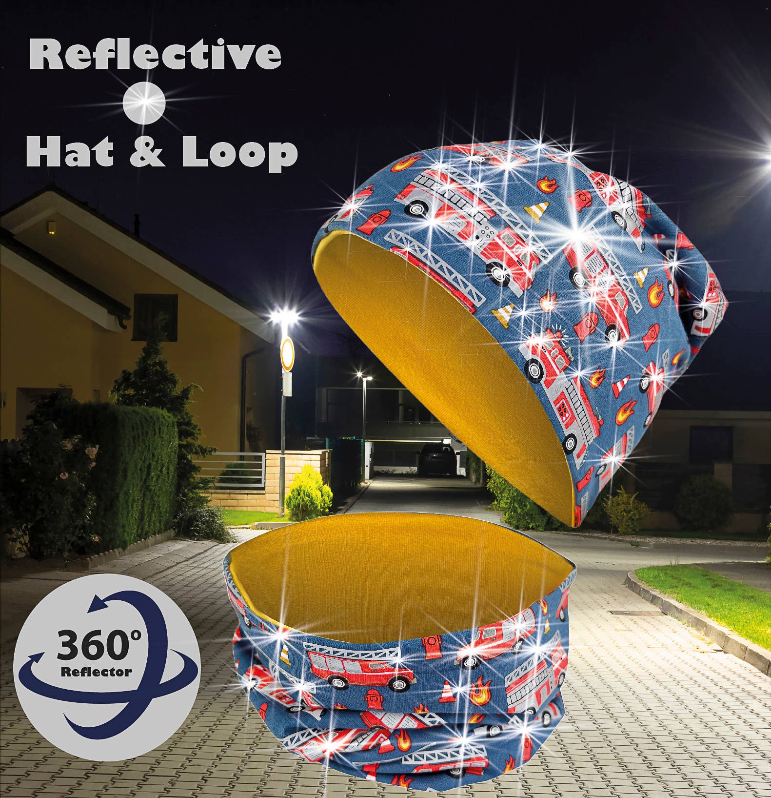 HECKBO – Engroshandel Beanie - Børn – 360° reflekterende hue og halsedisse - Brandvæsen - Jersey indvendigt1