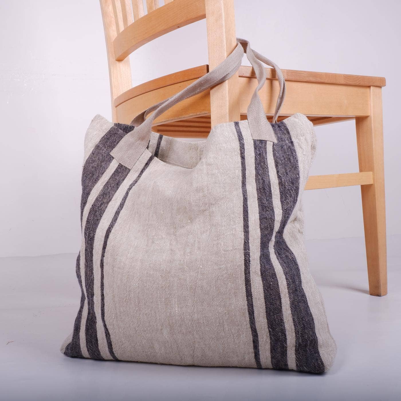 NorraVilla - Wholesale Kruidenierswinkel/boodschappentas - Zwarte linnen boodschappentas met structuur3