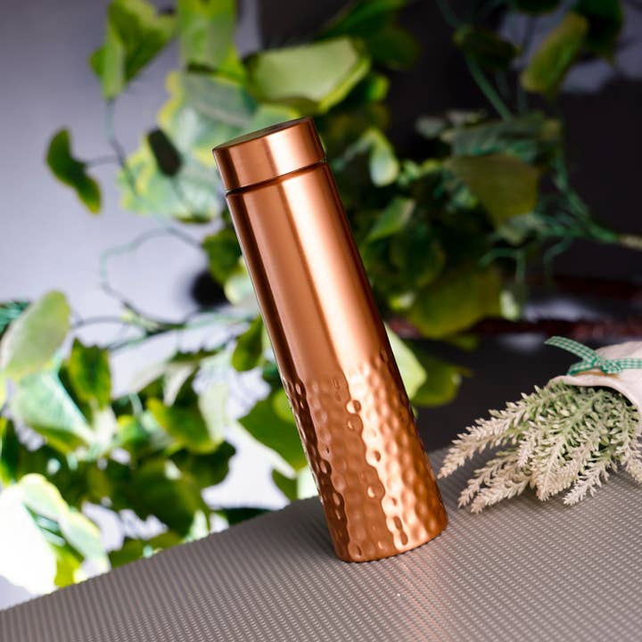 Peak Life - Wholesale Water Bottle - Sleek Hammered Matt Premium Copper water Bottle