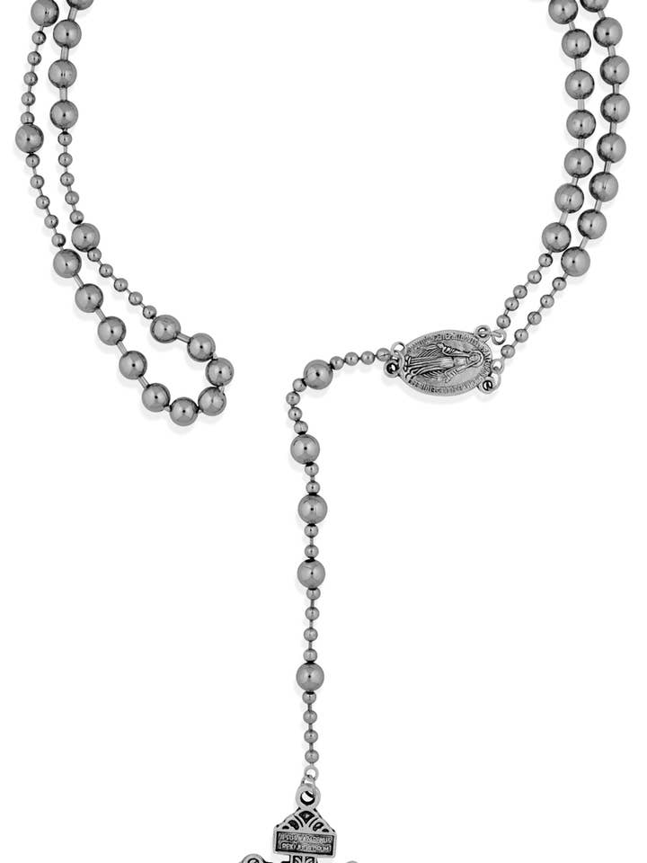 Chapelet militaire chromé du Soldat de Dieu pour la vente par Village Gift Importers