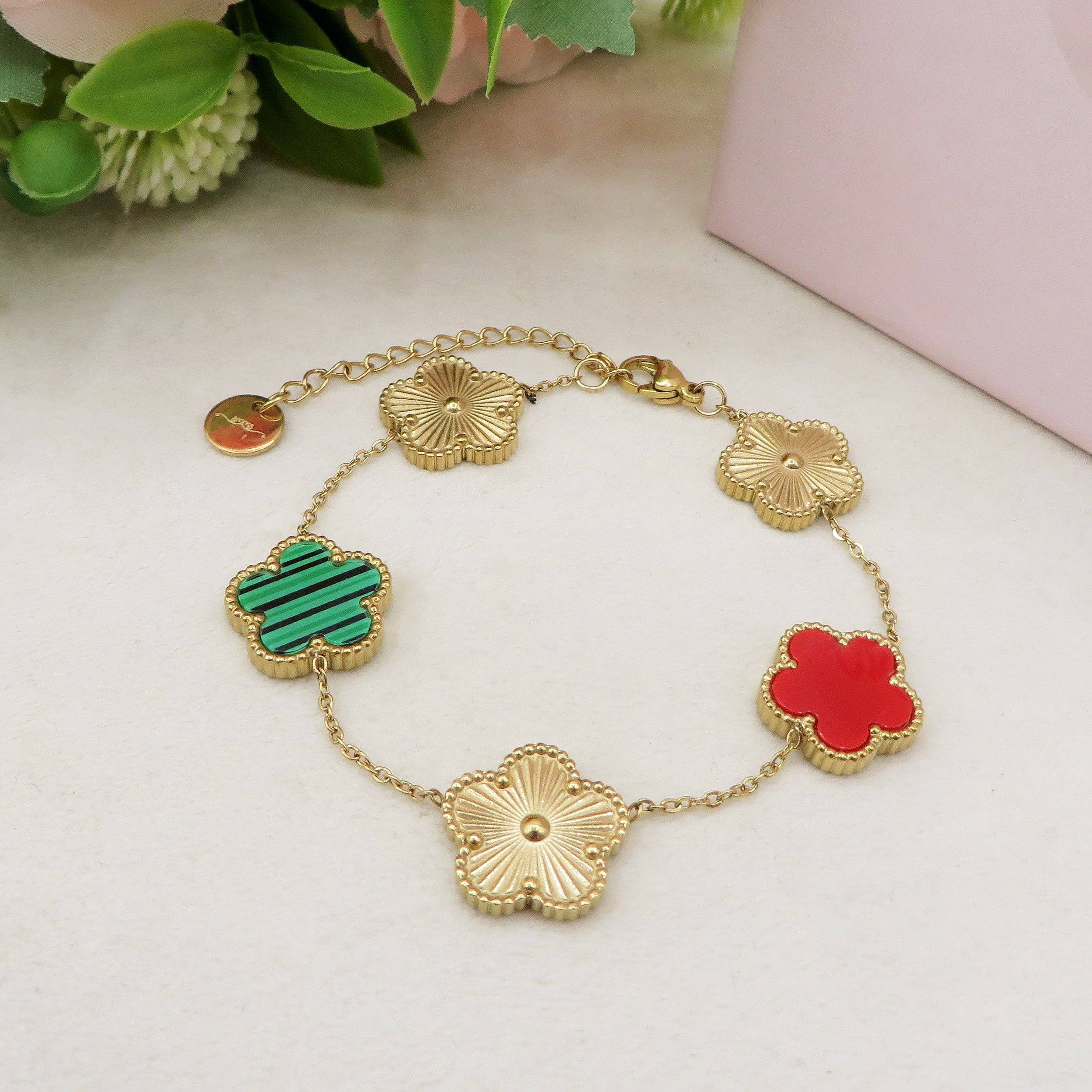 Daemon srls - Vente Bracelets à breloques/pendentifs - LILY FIORI en ACIER INOXYDABLE ~ Bracelet fleurs travaillées1