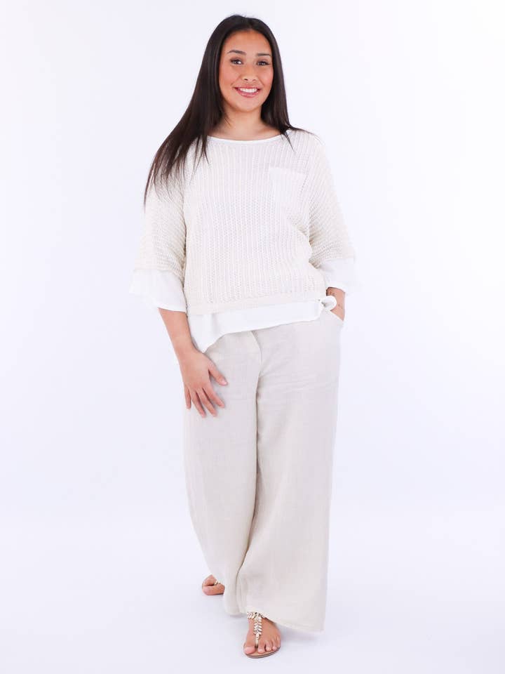 Cadenza Italy Ltd - Wholesale Pants - Women's - Wide Straight Leg Linen Trousers1