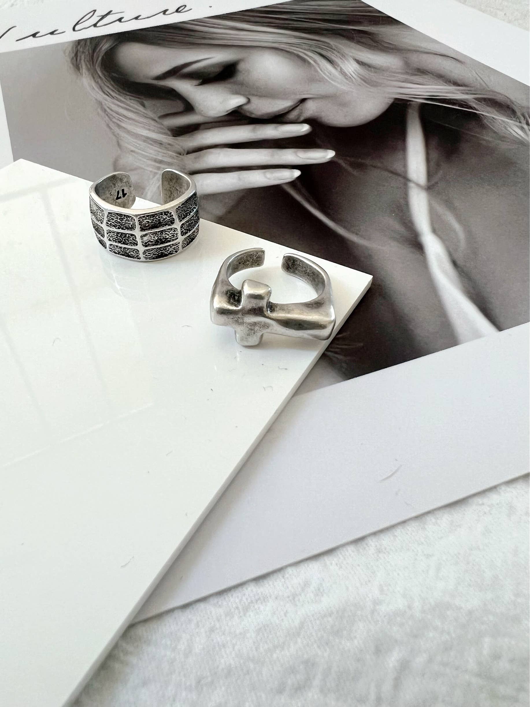 Christina Christi - Wholesale Band/Stacked Ring - Silver Cross Ring, Boho Rings, Stackable Ring1