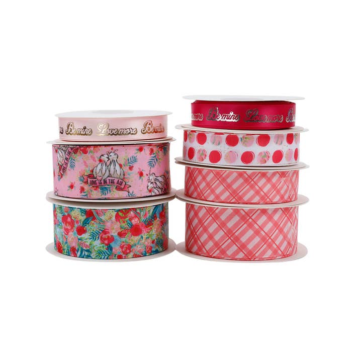 LA Ribbons Wholesale - Wholesale Ribbon - Gift Wrapping - 7/8" LOVE DOTS GROSGRAIN RIBBON