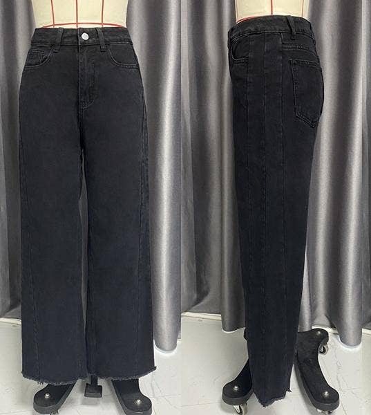 Rosa Clothing - Wholesale Jeans - Women's - High-Waist Jeans Wide-Leg Denim Pants4