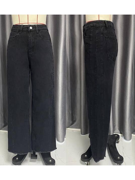Rosa Clothing - Wholesale Jeans - Women's - High-Waist Jeans Wide-Leg Denim Pants4
