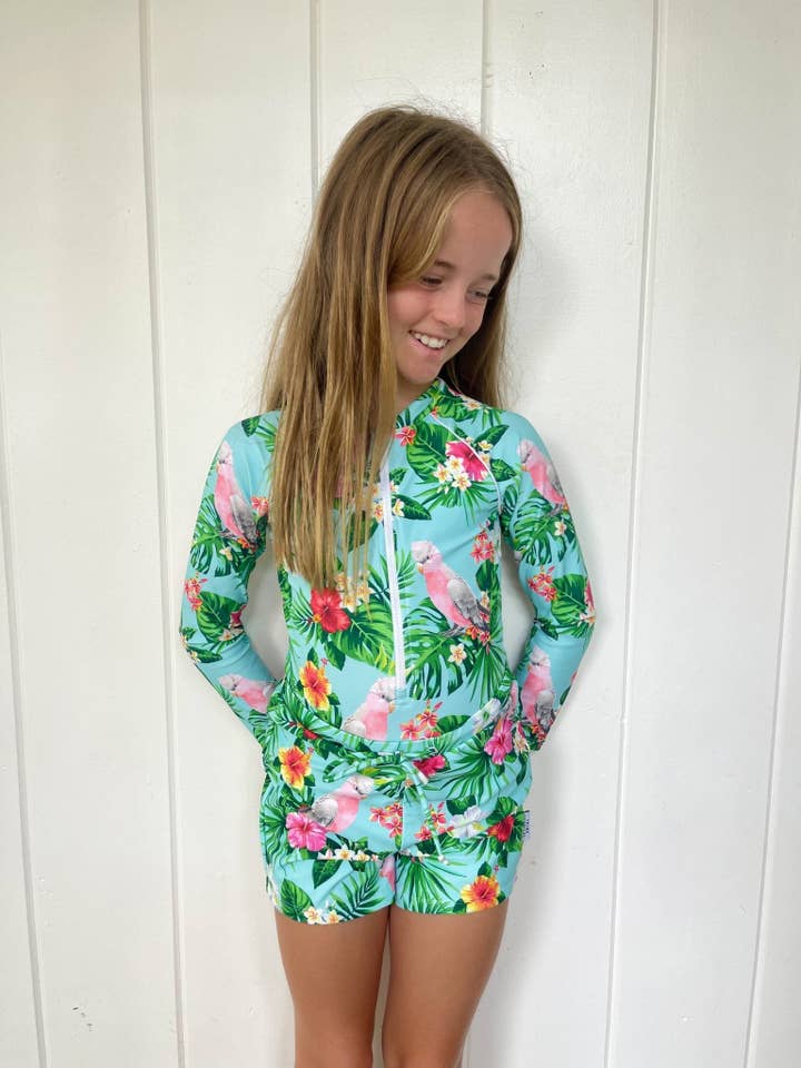 Tribe Tropical – wholesale Swim shorts – Kids – Girls Swim / Active Shorts with Tie - Gaga Galah4