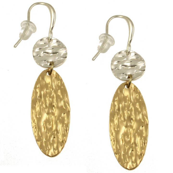 Textured Circle and Oval Dangle Earrings for wholesale by Origin Jewelry