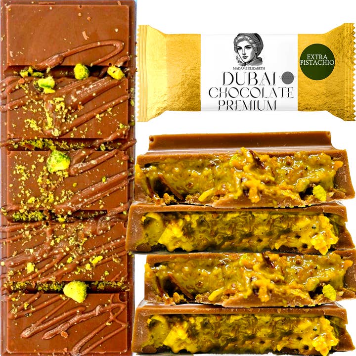 Swisense - Wholesale Chocolate Bar - Premium Dubai Kunafa Pistachio Chocolate Bar -2oz- Fresh