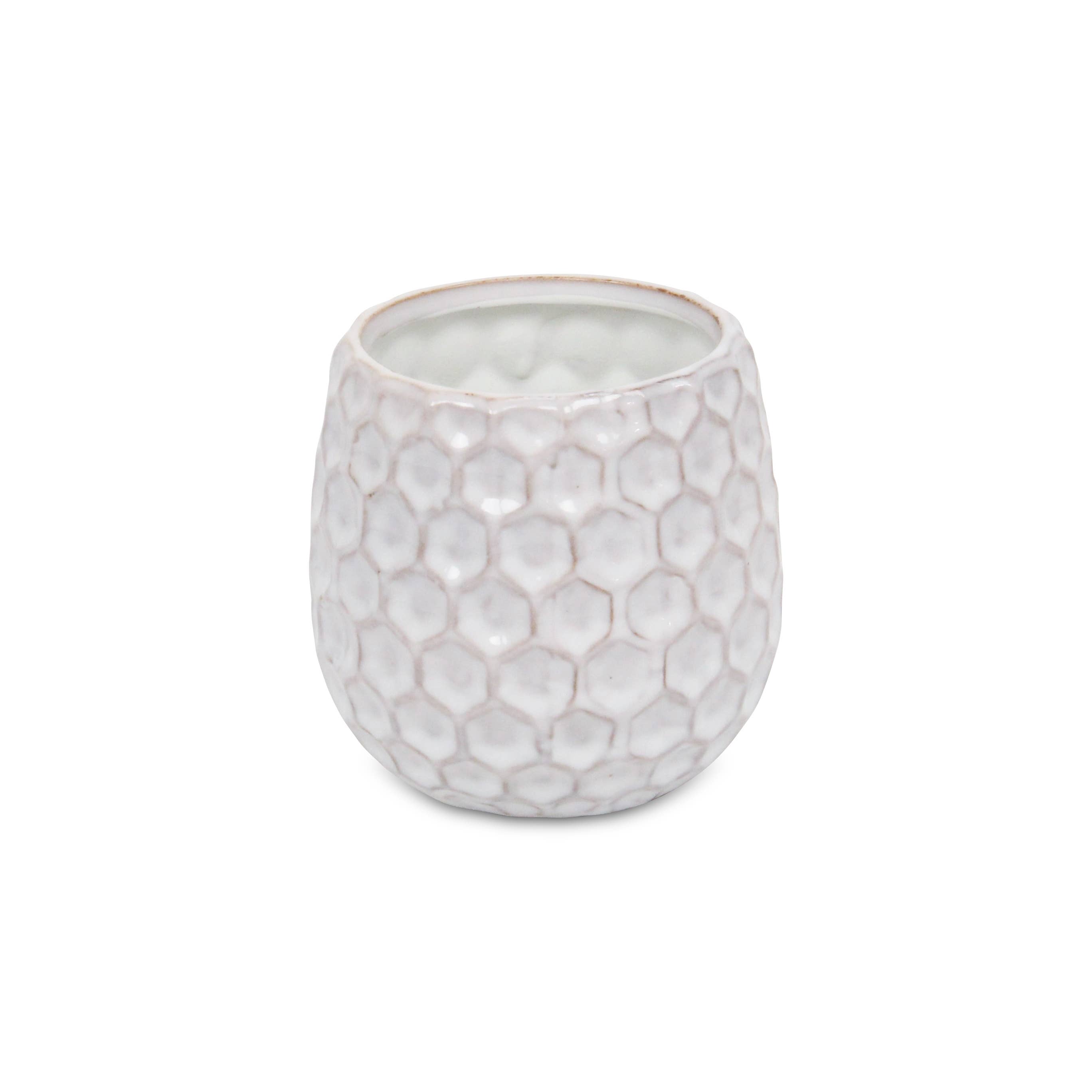 Cheungs Home Decor – Vaso de plantas por atacado – Vaso de cerâmica branco com padrão hexagonal9