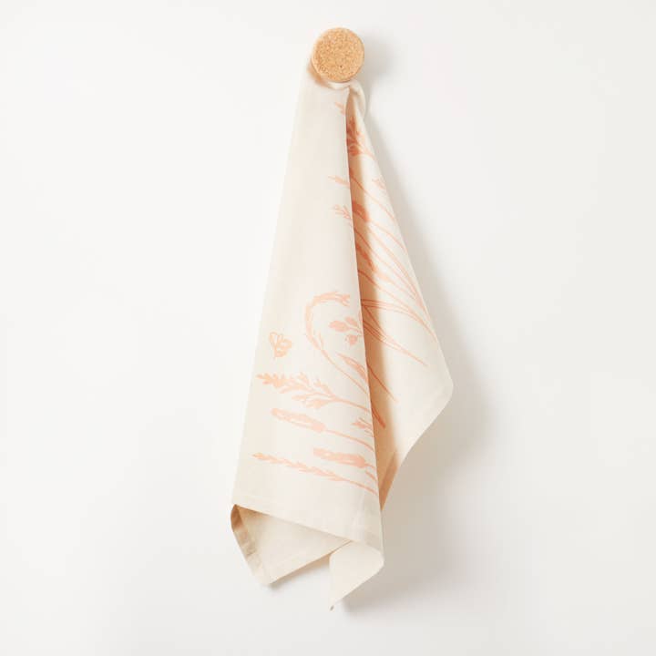 Organic Tea Towel | Native Grasses & Bees for wholesale by LIGA