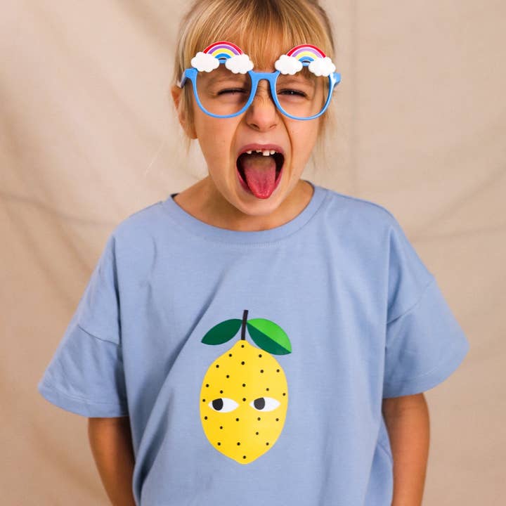 LEMON ON DARK BLUE KIDS OVERSIZE SHIRT (DELIVERY APPROX. 14 DAYS) for wholesale by Dont Grow Up