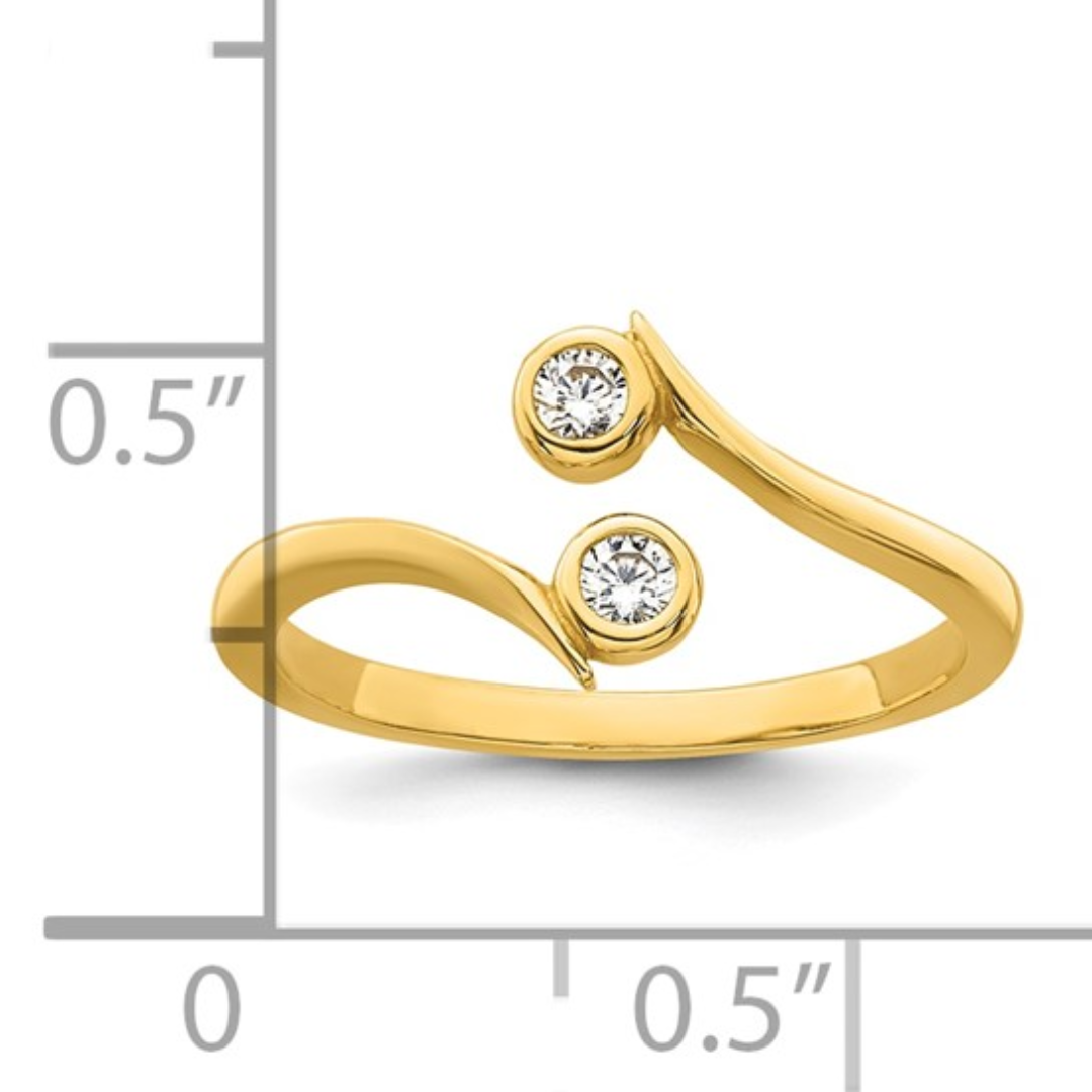 FCJ Jewelry LLC - Wholesale Toe Ring - 10K Yellow Gold Cubic Zirconia Adjustable Bypass Toe Ring4